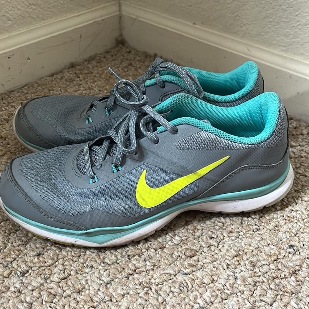 NIKE Flex Trainer 5 Dover Grey/Volt/Lght Aw/TI TNT Training Shoes Size 11